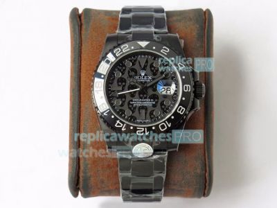 Swiss Rolex TBlack Revenge Replica GMT Master II Skull Face Watch